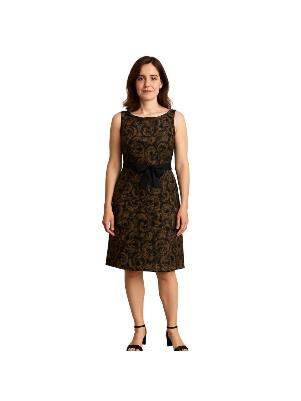 Jessica Howard, Black and Gold  Midi Dress Sz 12